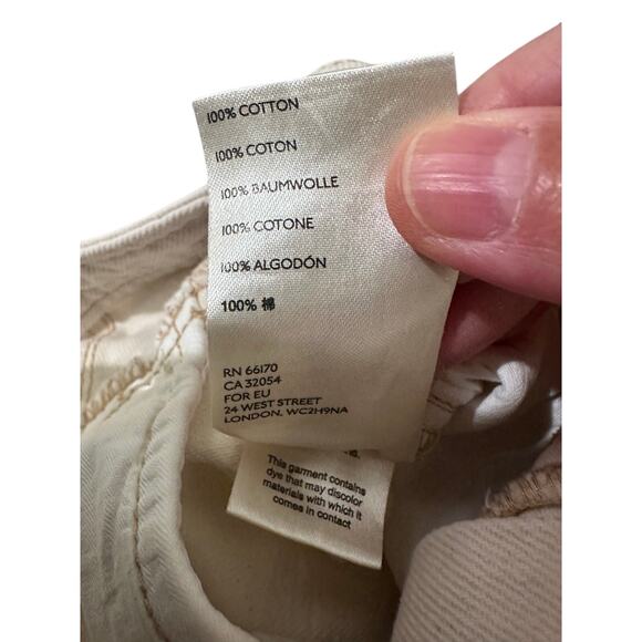 We The Free Free People High Rise Straight Pleated Frayed Hem Jeans Cream, 27 - Picture 3 of 7